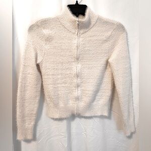 Cozy Fuzzy White Cropped Sweater